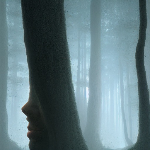 halloween face in a tree in a dark wood