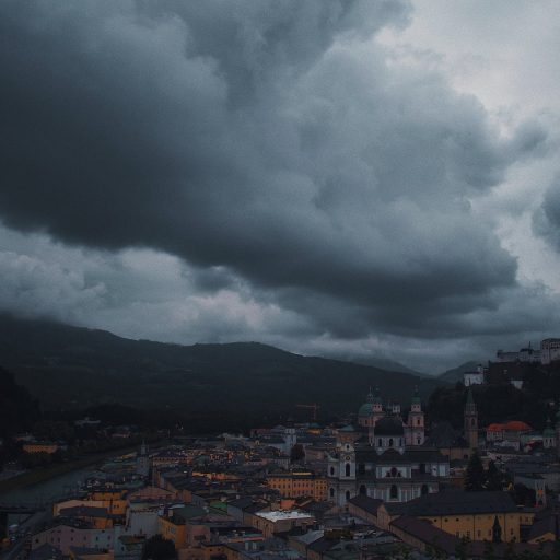 dark clouds covers the town