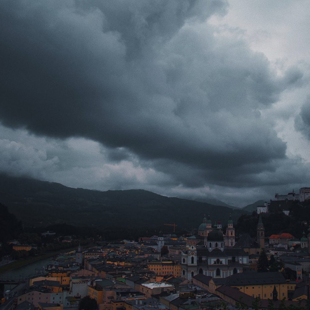 dark clouds covers the town