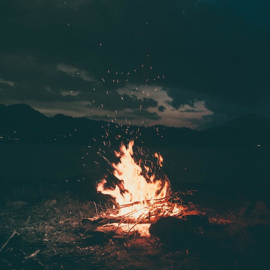 lit bonfire outdoors during nighttime
